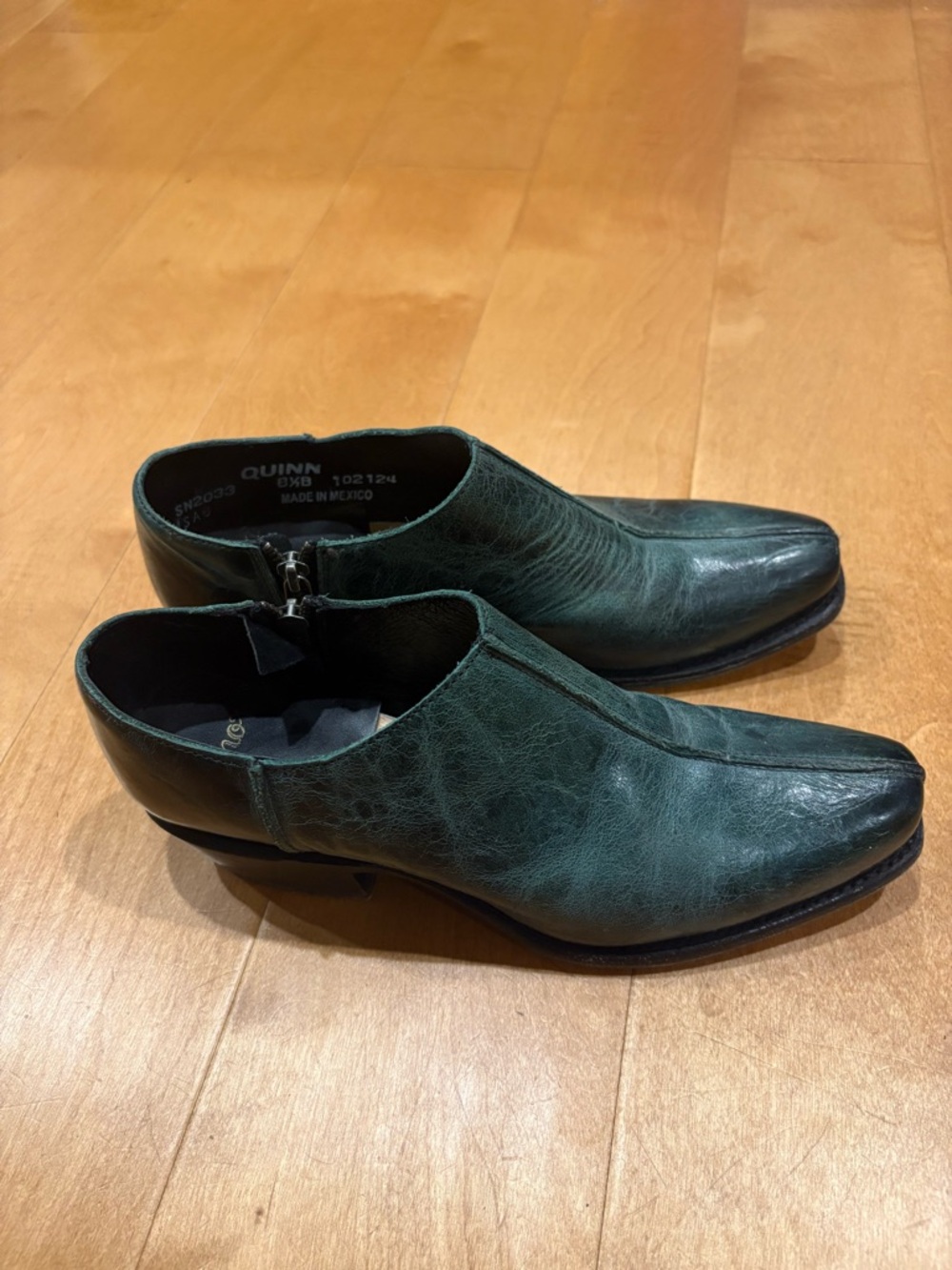 Sonora Quinn women’s Ankle Boots shoes leather zip  western green sz 8.5